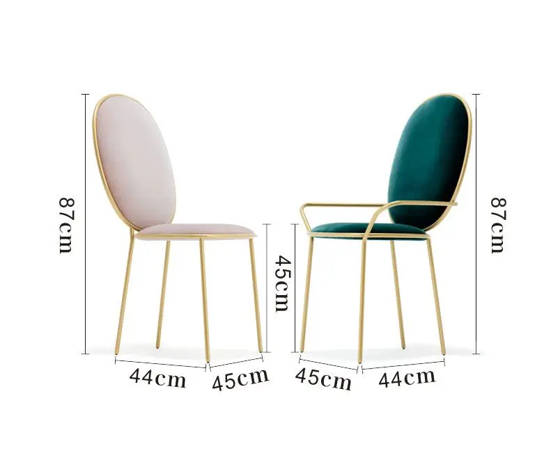 Louis Fashion Nordic Dressing Table Manicure Stool Milk Tea Leisure Modern Iron Art Dining Chair Backrest Flannelette