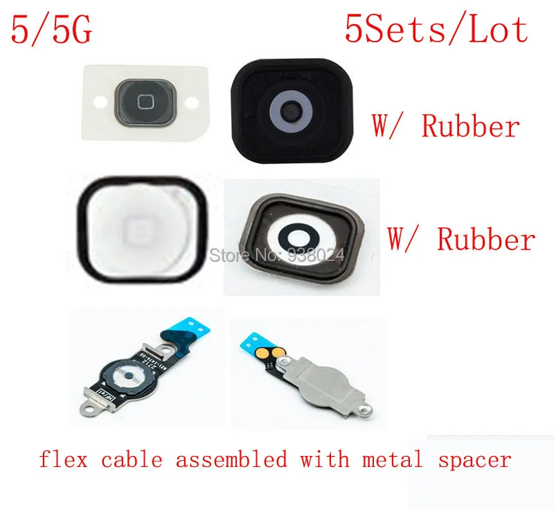 (5G515A05AM)(5Sets/Lot by AM)100% Top Quality Guarantee for iPhone 5 5G Home Button&ampRubber&ampFlex Cable&ampMetal Assembled | Мобильные