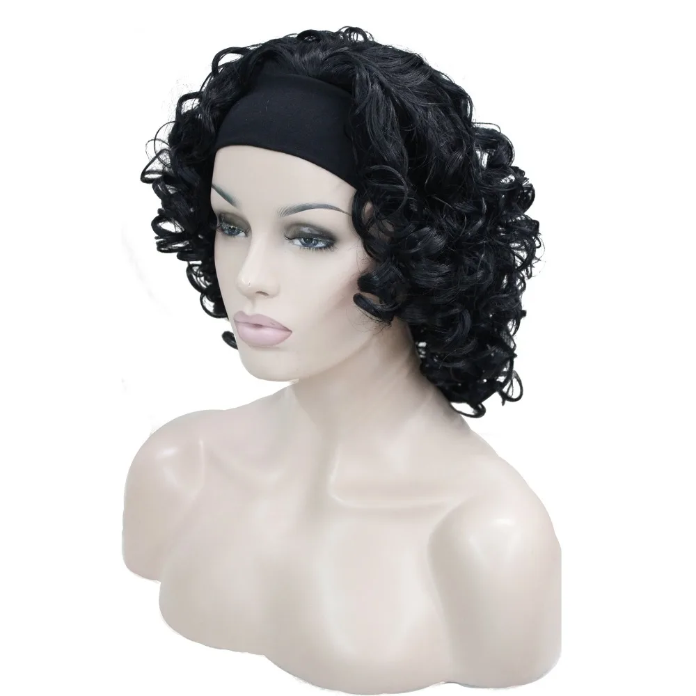 StrongBeauty женские кудрявые волосы средней длины 3/4 парики Черный/Блонд женский парик с головной повязкой