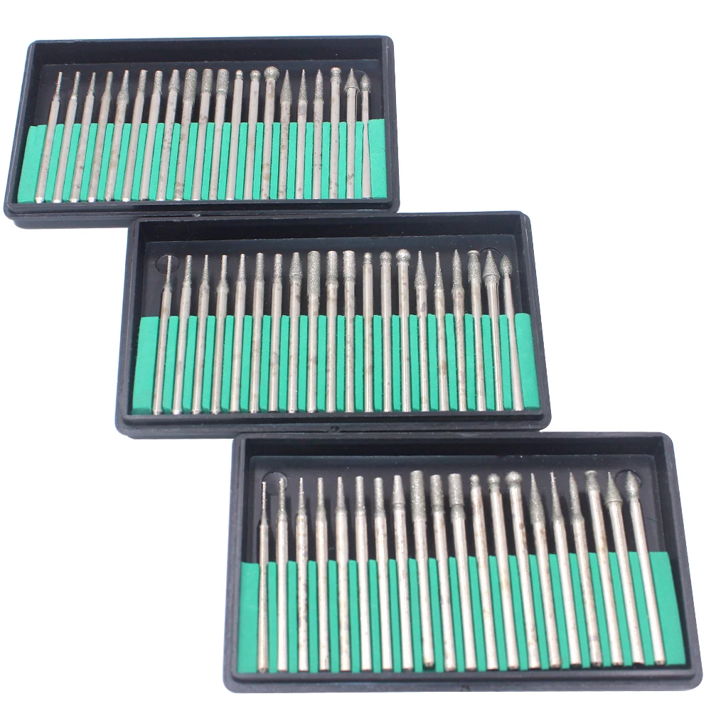 Diamond Burr Bits Drill Bit Kit for Glass Gemstone Metal Dremel