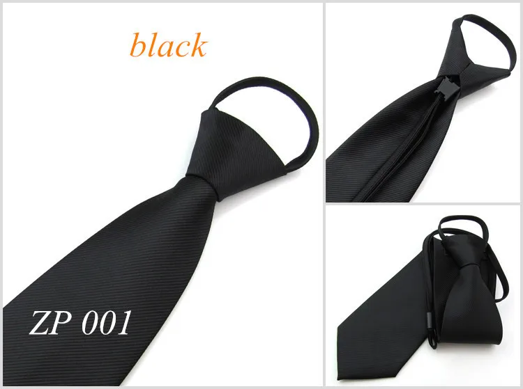 8 см тонкий формальный мужской галстук на молнии для свадебной вечеринки бизнес галстуки Полосатый удобный мужской галстук черный синий красный - Цвет: ZP 001 black