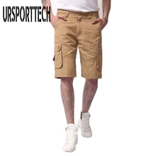 URSPORTTECH брендовая короткая мужская одежда летние хлопковые шорты мужские повседневные камуфляжные карго короткая длина до колена плюс размер мужские шорты