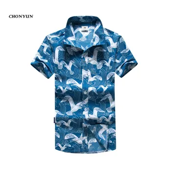 

New Hawaiian Shirt Men Quick-Drying Breathable Beach Shirts Short Sleeve Casual Printing 2019 Cool Male Board Shirts Size S-5XL