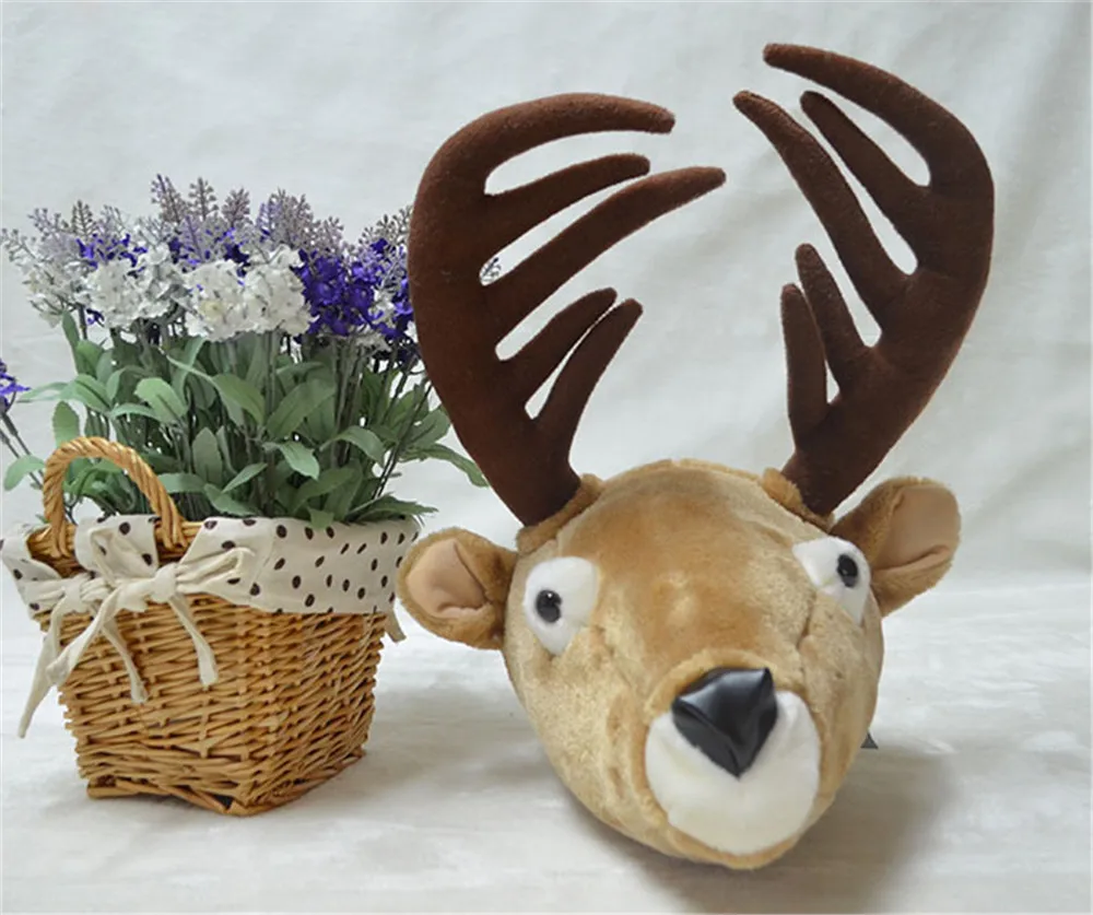 animals elephant fox deer head plush toys home decoration 10