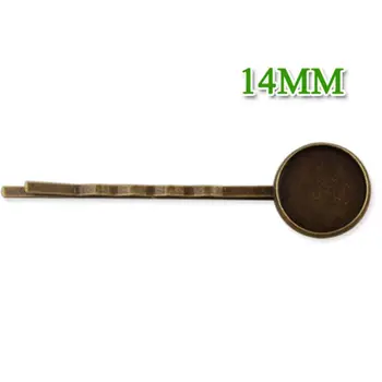 

50 pcs/lot Antique Bronze Round Hair Pin Blank Bobby Pins Base,14 mm Bobby Hair Clip Settings-C1828