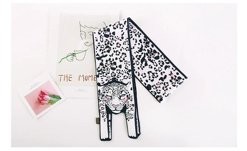 Шелковый шарф с изображением щенка в виде животных, завязанные сумочки с ленточным галстуком, маленькие шарфы, повязка для волос, чокер,, 120 см* 5 см, милая сумочка