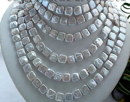 

FREE SHIPPING>>>@@ AS4902 100"10mm square white freshwater pearl necklace