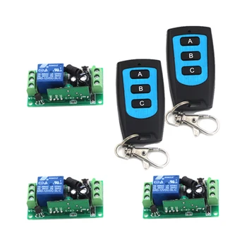 

DC 12V 1CH RF Wireless Remote Switch Learning Code Receiver + ABC 3 Buttons Remote Control Transmitter 4241