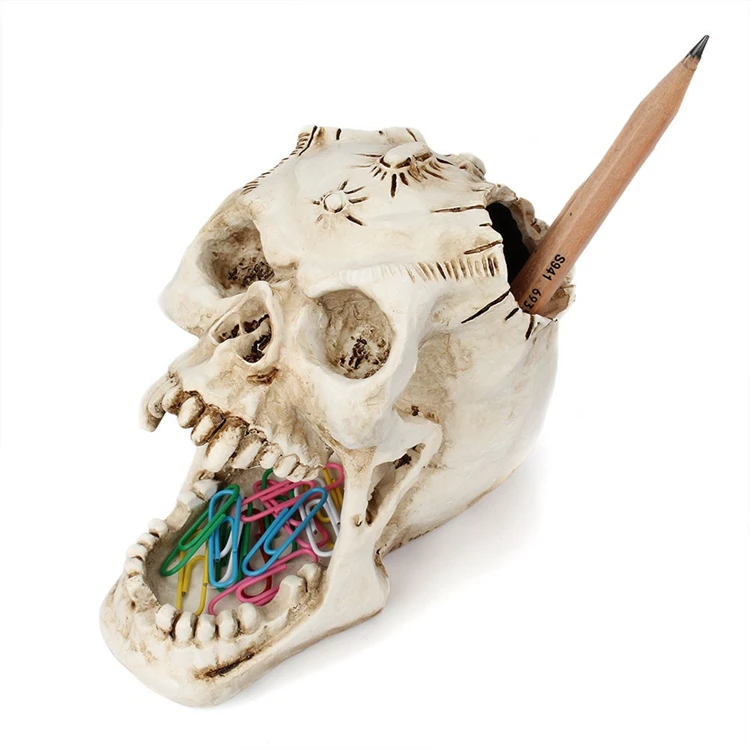 Многофункциональный Письменный стол Череп Смола коробка для хранения 3D креативный Canine череп украшение стола Домашний Органайзер держатель ручки для макияжа