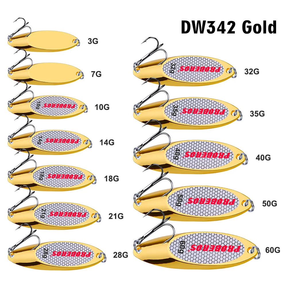 PRO BEROS, металлическая ложка, приманка, 3 г-40 г, металлическая приманка для басов, Серебряная/Золотая ложка, рыболовная приманка, 8#-2#, крючок, металлическая приманка, рыболовные снасти