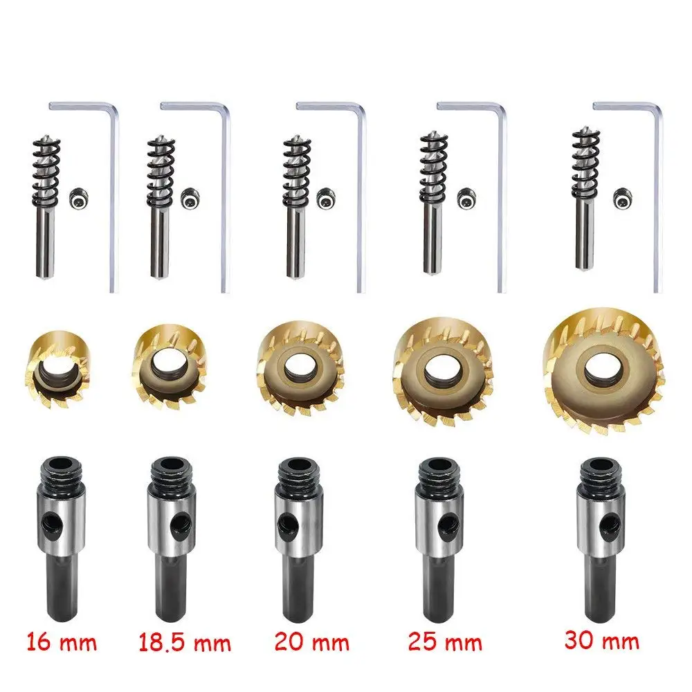 5 шт. набор сверл для сверления отверстий по дереву, инструмент для бурения отверстий для установки замков 16 мм/18,5 мм/20 мм/25 мм/30 мм