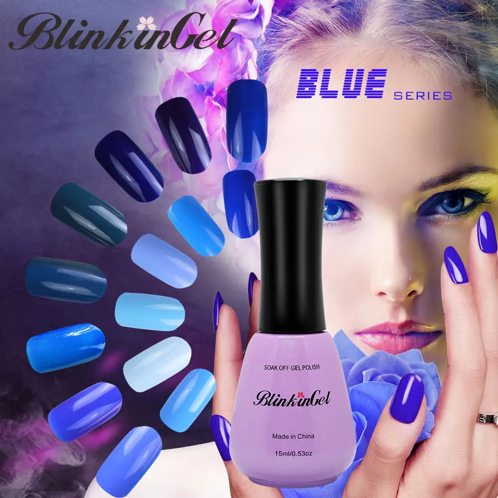 BlinkinGel 1 шт. акриловый Гель лак 15 мл УФ гель Nagellak для ногтей Небесно Голубой|Гель