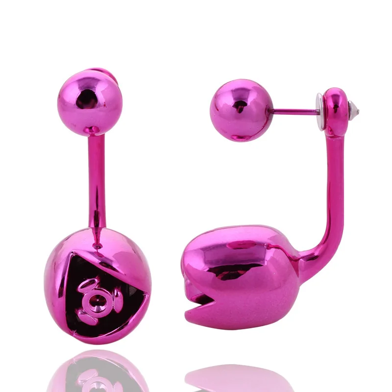 

11 Colors New Arrival Super Shining UV Double Sides Pearl Stud Earrings Cute Rose Flowers Earrigns For Women Bead Ball Earrings