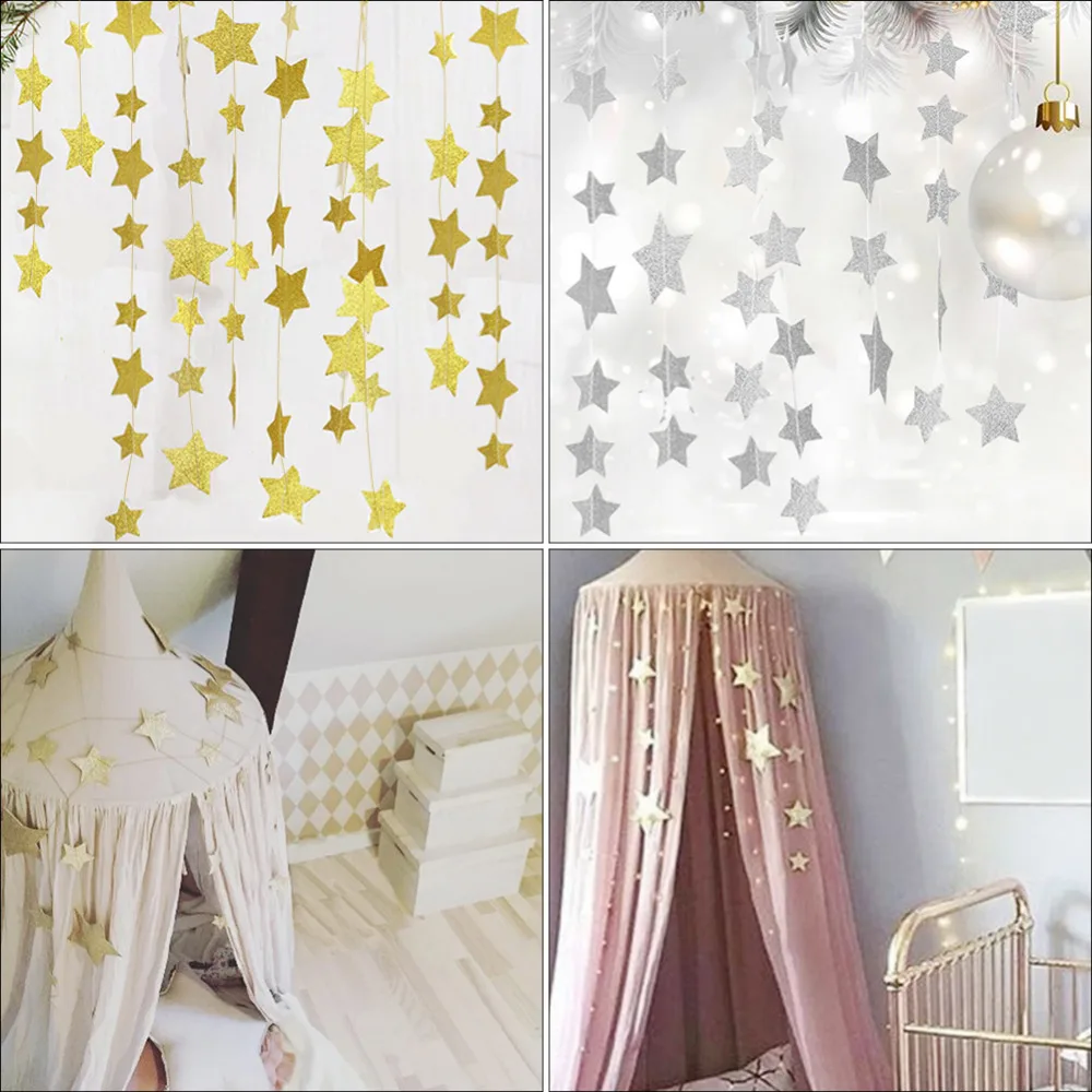 

Garland Sparkling Star Garland Bunting Stars Hanging Decoration for Weddings Parties Children's Rooms Mosquito Nets Room Wall