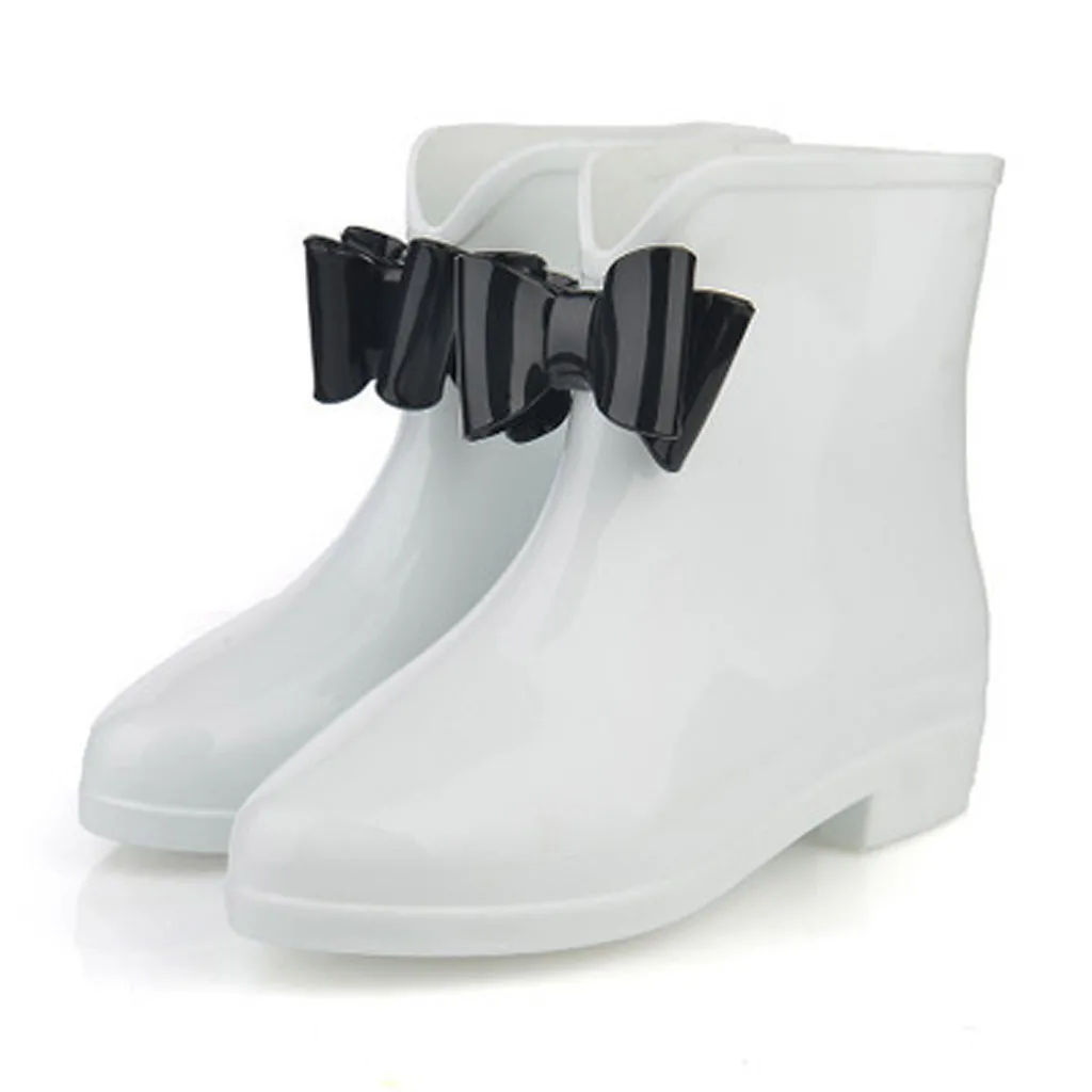 Women's Wedges Rain Boots Women Flat Heel Round Head Slip-On Boots Short Tube Rain Boots Non-slip Waterproof Water shoes woman