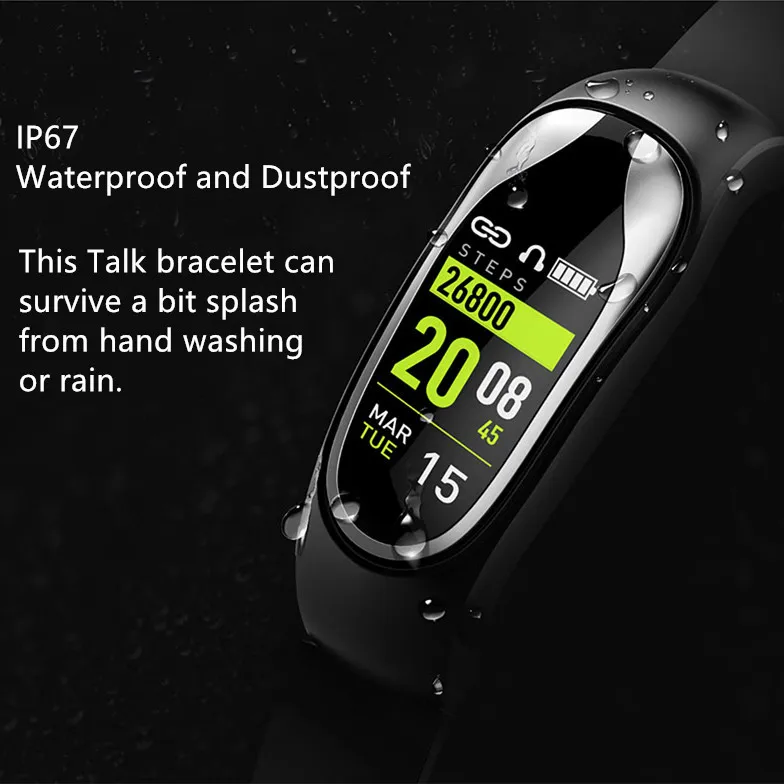 Смарт браслет KR04 Bluetooth гарнитура с мониторингом сердечного ритма IP67