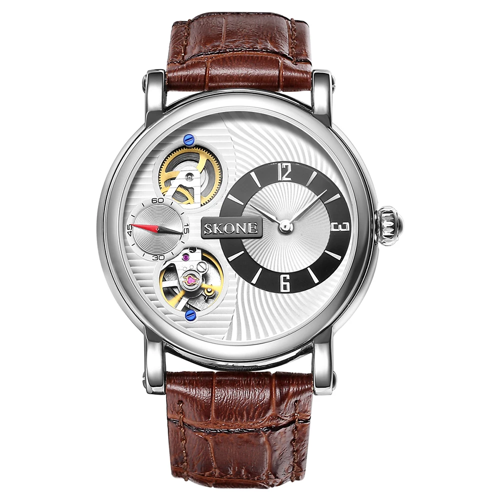 SKONE Dual Movement Automatic Mechanical Watches Men Luxury Brand