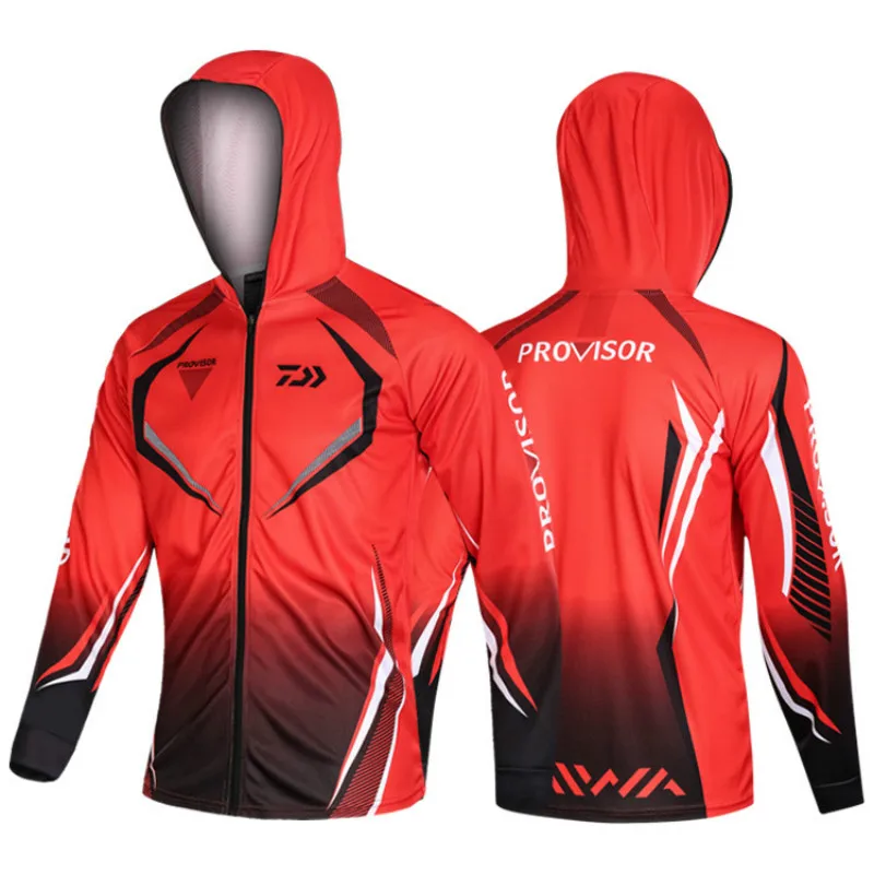 Summer DAIWA Fishing Vest Hooded Men Jacket Windproof Quick-Drying Coat Fishing Shirt For Hiking Cycling Fishing Clothes - Цвет: 3