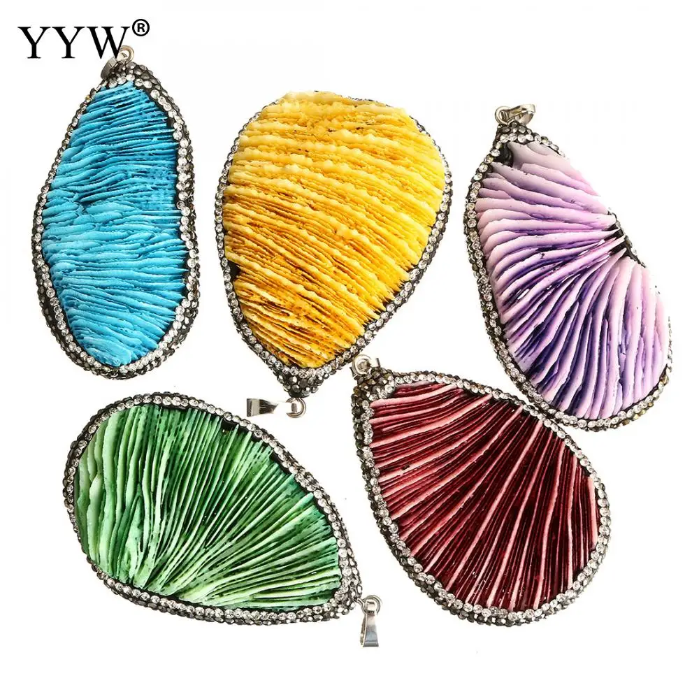 

1PC Mix Coloful Big Natural Druzy Coral Pendant With Crystal Zircon Paved Druzy Gem stone Pendant For Making Earrings Necklaces