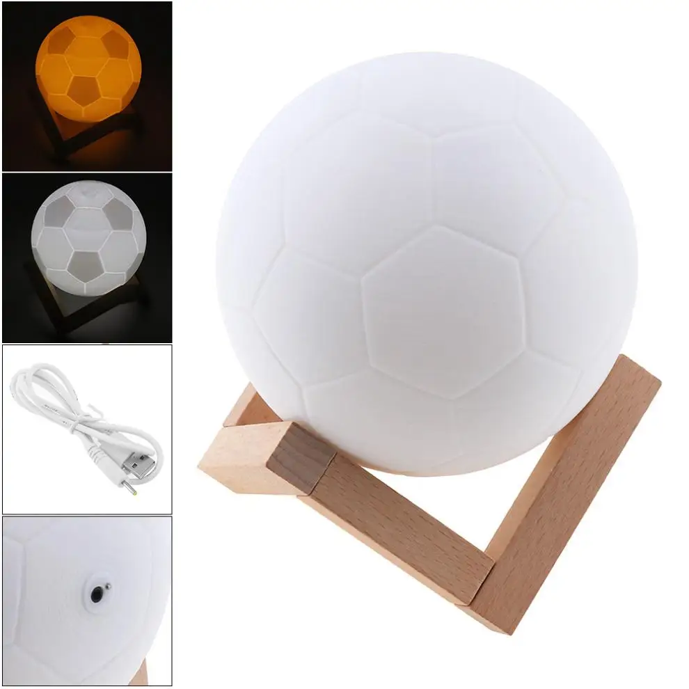 

12CM Rechargeable Light 3D Print Football Lamp 2 Colors Change Touch Switch Press Adjust Brightness for Creative Gift/Home Decor