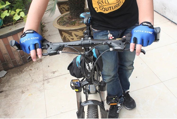 PowerPai Половина Finger велосипедные перчатки Racing перчатки «MTB» для мужчин и женщин черный, красный синий надежная защита от повреждений мягкий