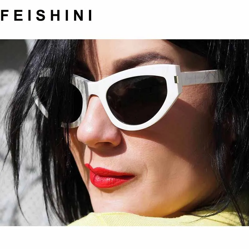 Модные белые роскошные плоские высококачественные кошачий глаз солнцезащитные очки Женские винтажные элегантные Oculos красные летние Солнцезащитные очки женские UV400