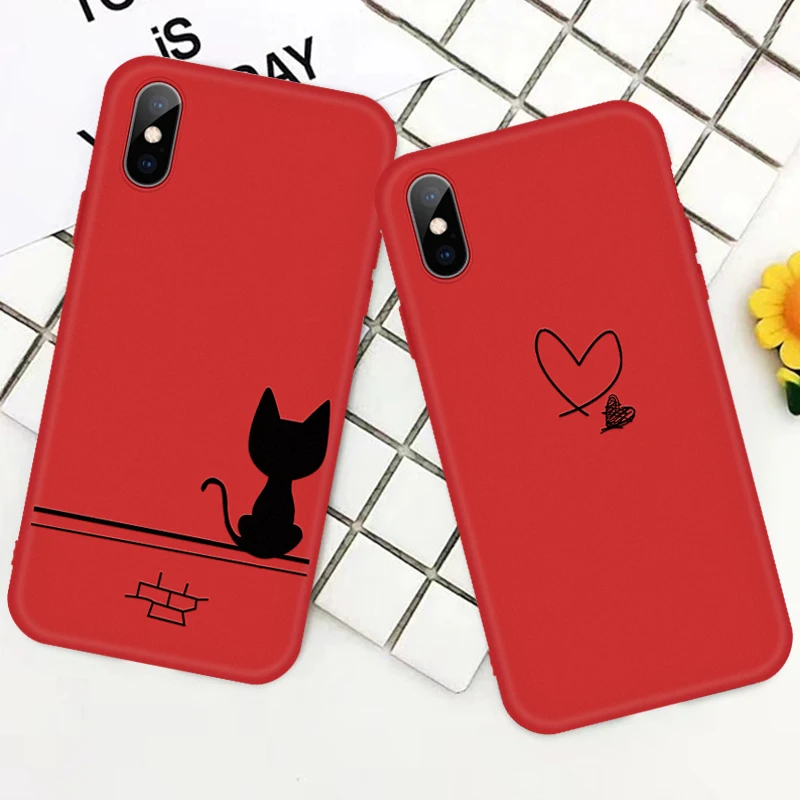 Чехол для iPhone 6 6s 7 8 Plus XS Max с изображением кошек мягкий чехол из ТПУ XR X 10 5 S SE винно