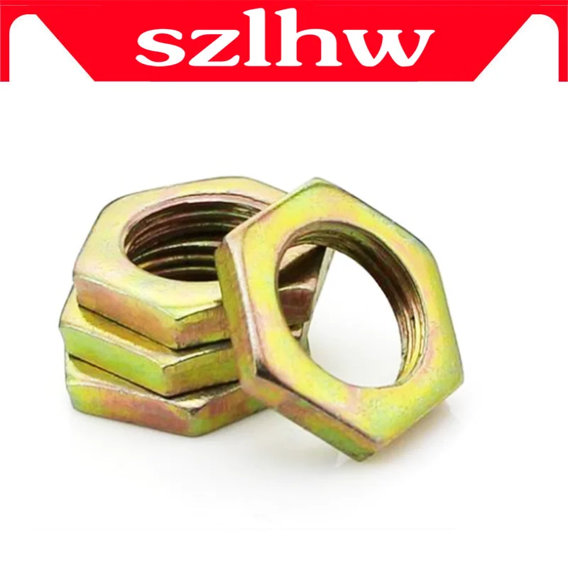 

High quality 20pcs/lot M16/M14/M12 High quality color zinc white zinc thin teeth hex nut hexagon nut hardware fasteners421