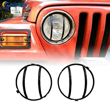 

Black 7 inch Headlight Guards Cover Protector Round Decoration Fit For 2007-2016 Jeep Wrangler JK Car Styling Covers
