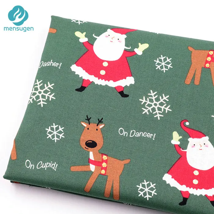 Quality Fabric for Cushions /& Crafts Wooden Reindeer /& Santa Christmas Fabric