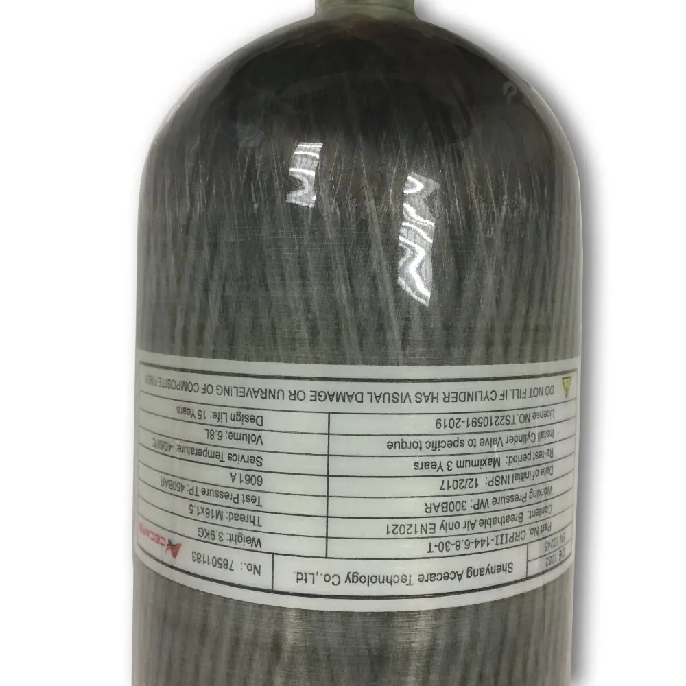 6.8L 4500 psi carbon fiber cylinder for paintball airsoft gun air gun hunting or breathing or SCUBA diving use