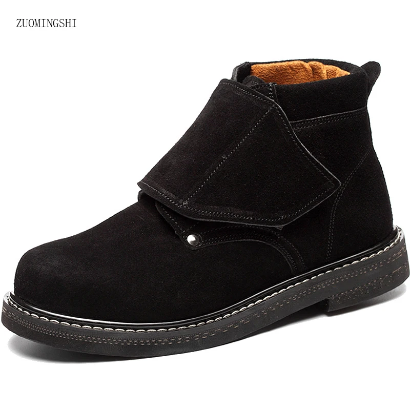 

Winter leather safety shoes men big size steel toe covers working safety boots breathable anti-puncture tooling