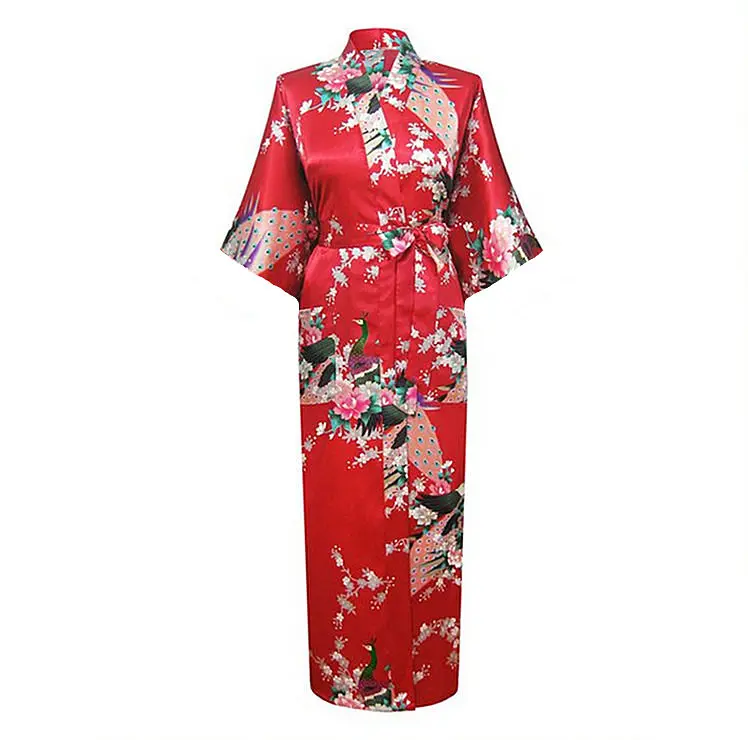 Розовый китайский Для женщин шелковый халат из вискозы кимоно Банный халат с длинными летняя ночная рубашка Mujer Pijama плюс Размеры S M L XL XXL XXXL Zh01L