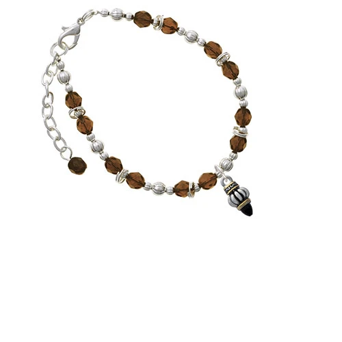 Two-tone Drop with Black Crystal Brown Beaded Bracelet