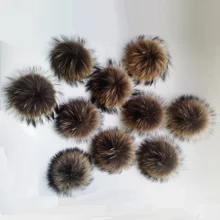 Зимних истинная природа 15 см енота Мех животных pom Мех животных пышная бальная волосатый мяч для вязаные шапочки шапки Skullies шапки Сумки