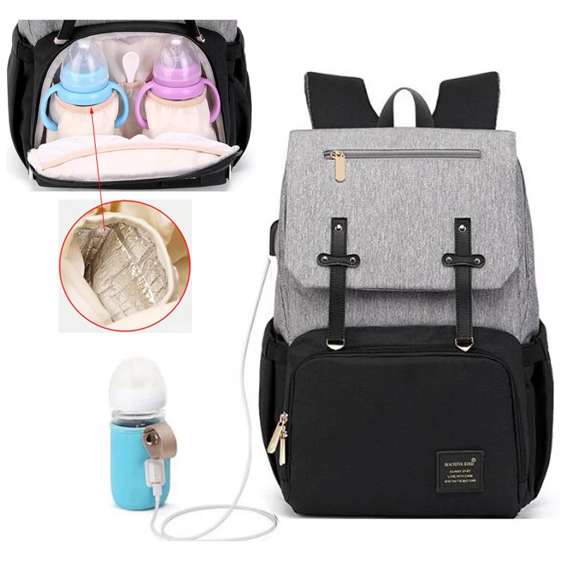 Vente USB imperméable poussette couche culotte sac à dos pour maman maternité Nappy femmes voyage infantile multifonction bébé sac isolation soins infirmiers