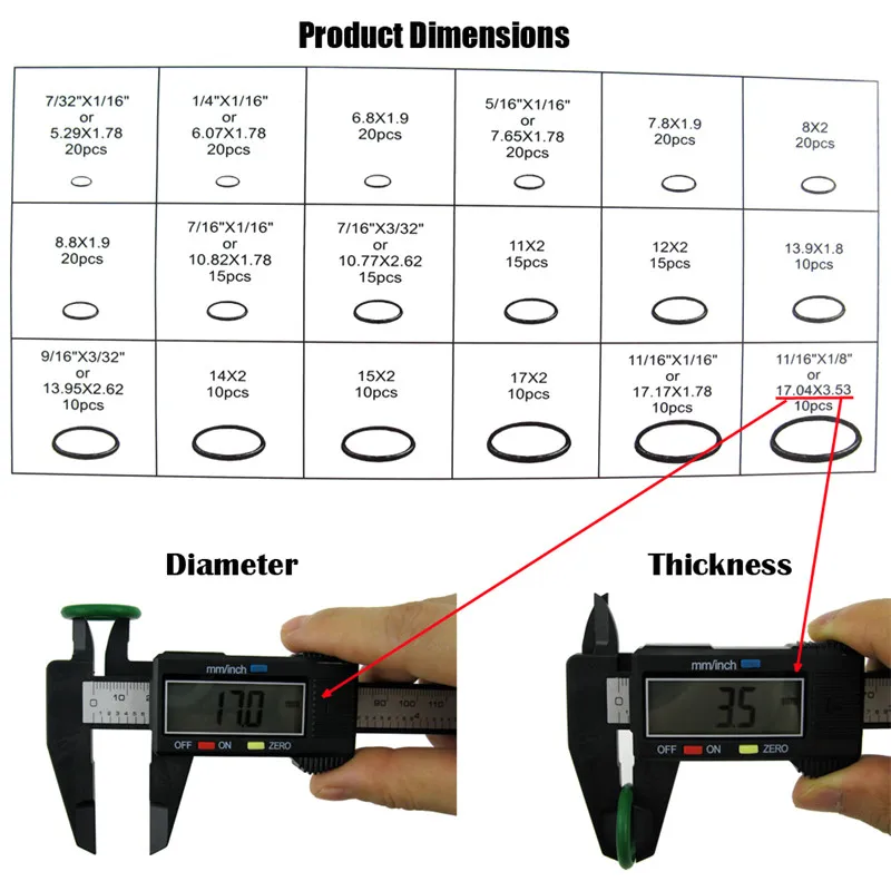 270 шт 18 размеров резиновый Набор для оринга зеленый метрический уплотнительное кольцо шайба уплотнения резиновое кольцо прокладки ассортимент авто ремонт автомобиля