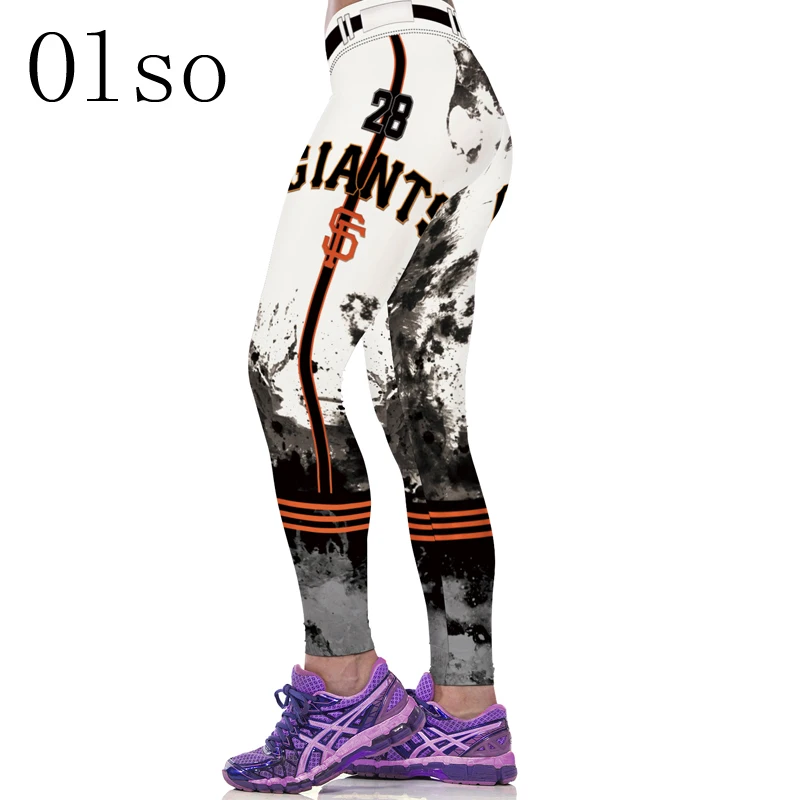 

Hot Sale White Leggings 3D Graffiti Printed Sporting Active Pants High Waist Ankle-length Polyester/Spandex Knitted Slim Leggins