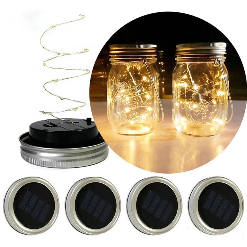 

2m Solar LED Fairy Light For For 7cm Common Mason Jar Lid Insert Color Changing Decorative Lighting for Wedding Party 0605#