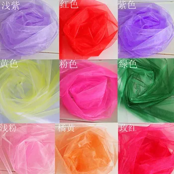 

48cm Wide * 20m Long Organza Fabric Crystal Sheer Transparent Organza Roll Drapes Wedding Party Decoration 12 Colors for Choose