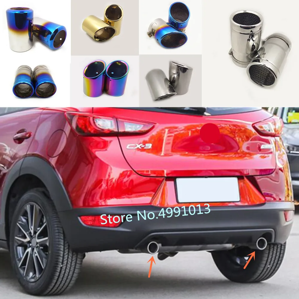 

car Styling protect rear cover muffler pipe Stainless steel outlet dedicate exhaust tip tail 2pcs For Mazda CX-3 CX3 2018 2019