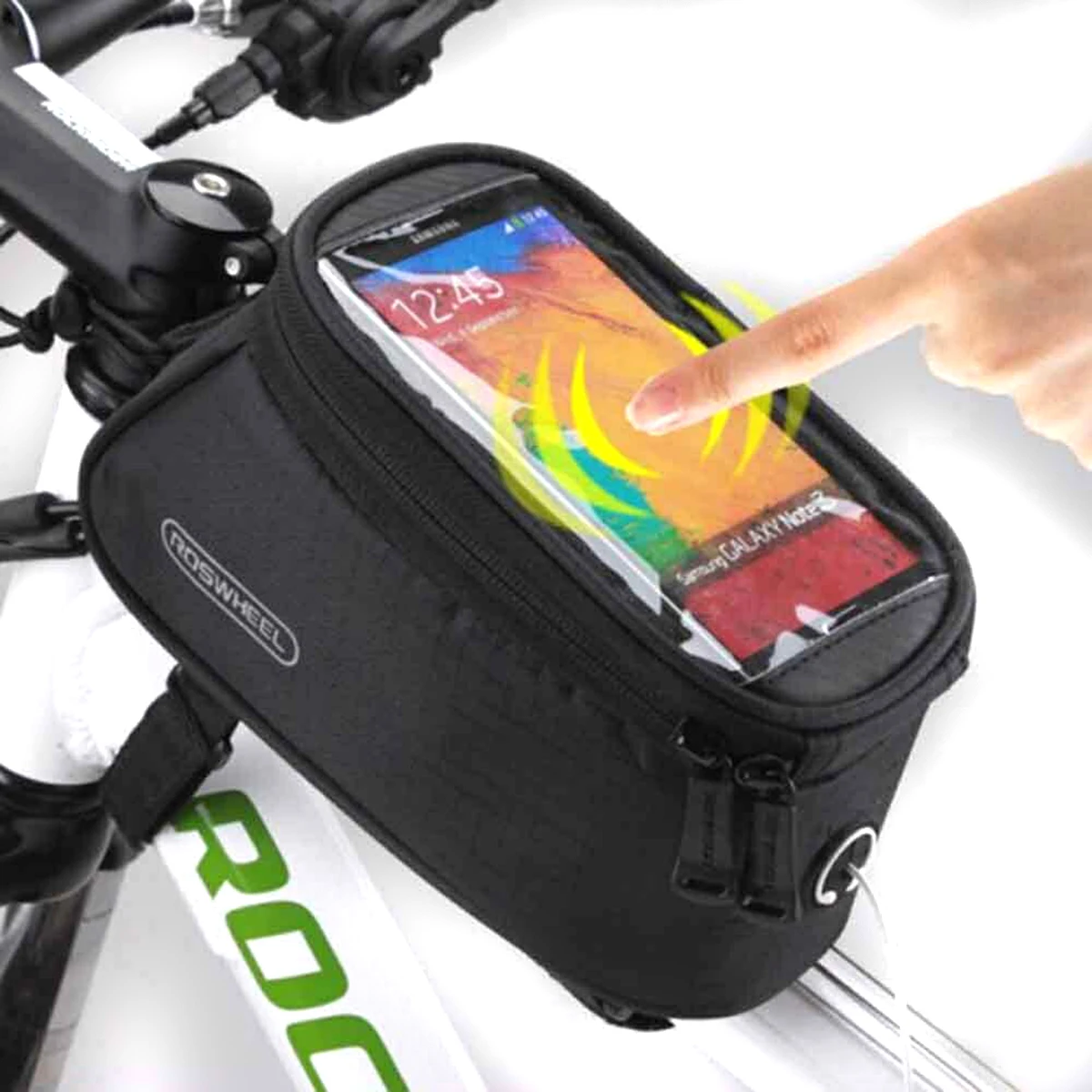 Горный велосипед велосипедный держатель для телефона Передняя сумка водонепроницаемый велосипед держатель мобильного телефона сумки для хранения 4 цвета - Цвет: Black
