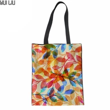 Для женщин Сумки Повседневное сумка листья принты дамские ручные сумки для девочек-подростков, компактная сумка для покупок пляжная сумка-тоут Новое