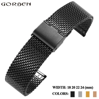 

Watch Strap 18mm 20mm 22mm 24mm Metal Watch Bracelets Bands Black Rose Gold Stainless Steel Watchband For Tissot Casio Omega