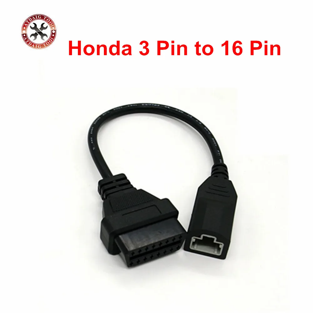 

Hot sell OBD 2 Cable For Honda 3pin OBD1 Adapter OBD2 OBDII for Honda 3 pin to 16 pin Connector free ship