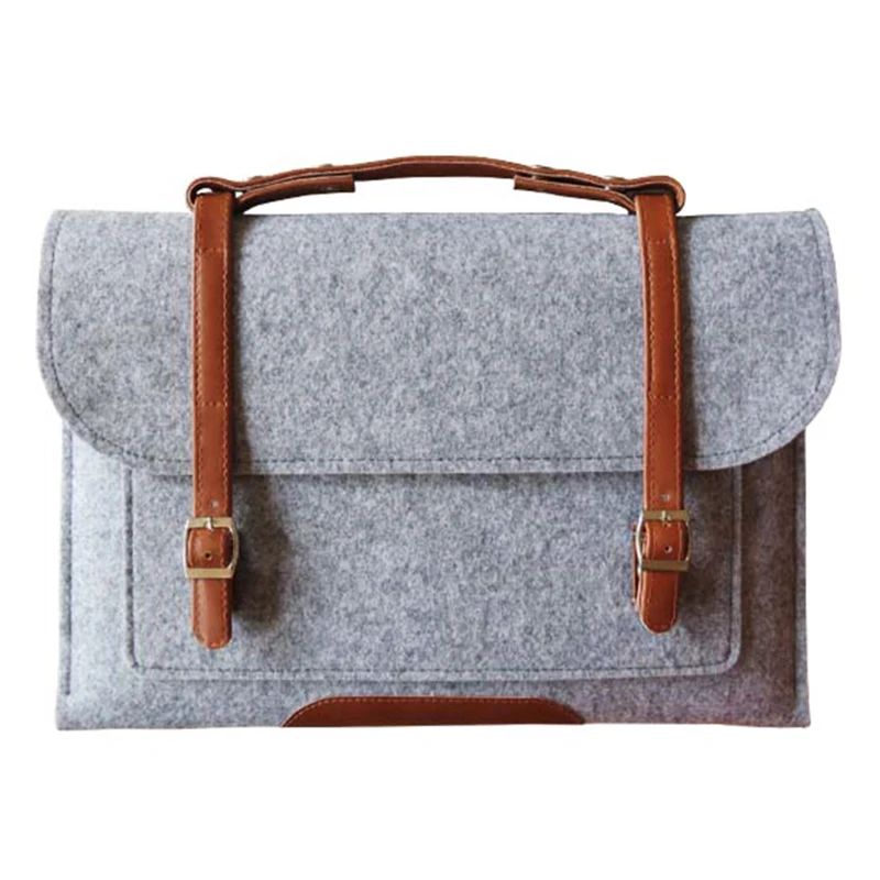 Wool Felt Notebook Laptop Bag For MacBook Air Pro 15 "light grayin