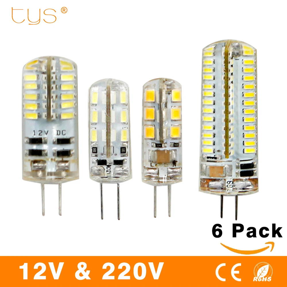 6 шт. лампада светодиодный светильник G4 3 Вт 4 Вт 5 Вт светодиодный свет 2835 SMD 3014 DC 12 В AC 220 В заменить галогенные Bombillas светодиодный лампы Spotlight