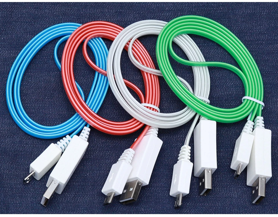 LED Lighting Micro USB Phone Cable Visible LED Flow Light Charging Data for Samsung HTC Android Phone Universal Phone Cables (3)
