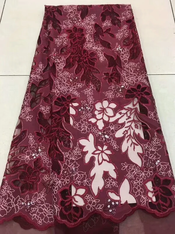 

high quality sequins appliqued lace fabric wonderful 3D hollow design beautiful african net tulle lace fabric for dress dpj251