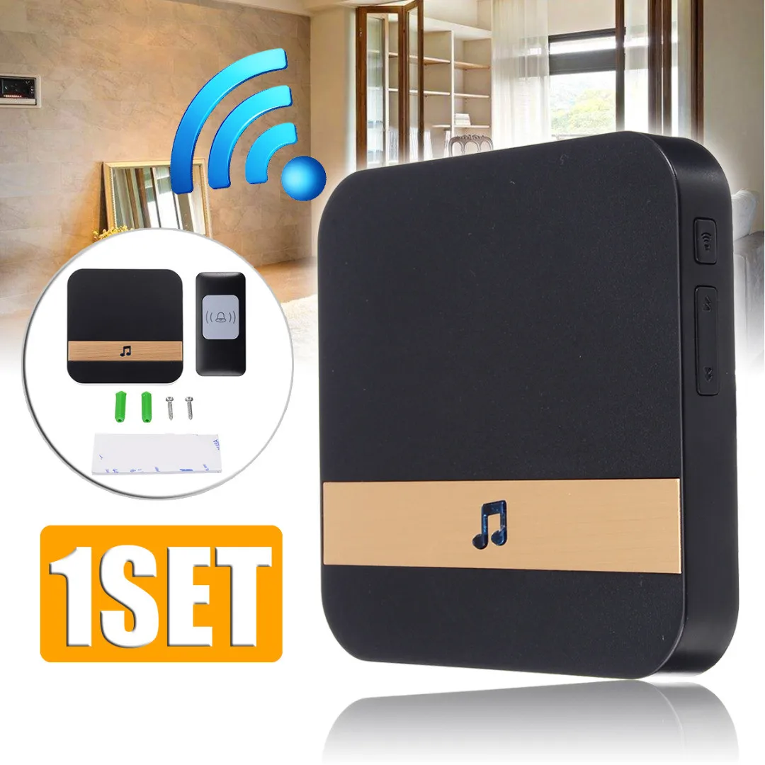 

Waterproof Wireless Doorbells Twin Easy Installation Wall Plug-in Cordless Door Bell Chime 52 Chimes 4-Level Volume